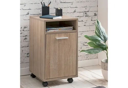 FINEBUY Rollcontainer SuVa16398_1 - Moderner Rollcontainer mit zwei Türfächern und einem offenen Ablagefach, ideal für Bürobedarf. Dank der drehbaren Rollen flexibel einsetzbar und leicht zu reinigen.