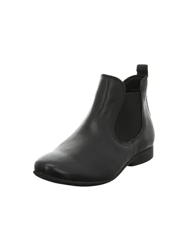 Think! Damen GUAD2 Stiefelette aus chromfrei gegerbtem Leder, SCHWARZ 0000 - Nachhaltige Chelsea-Boots aus chromfrei gegerbtem Leder für optimalen Tragekomfort, ideal für jeden Anlass und mit praktischem Elastikeinsatz für leichten Einstieg.