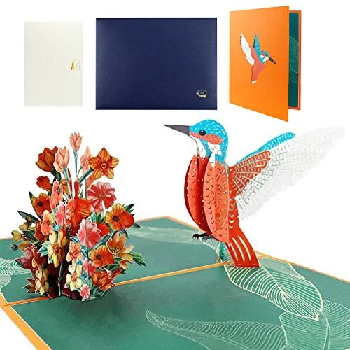 Pop Up Karte Geburtstagskarte mit Umschlag 3D Grußkarten Klappkarte Besondere Geburtstagskarten für Frauen Mama Kinder und Mädchen zum Muttertag, Hochzeit (Schöner Vogel)