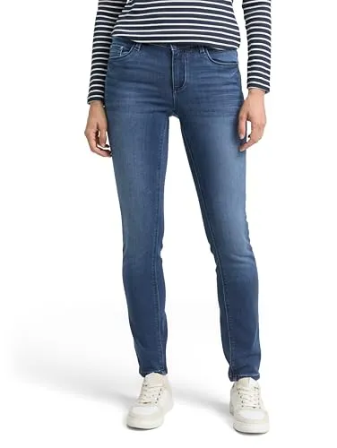 TOM TAILOR Damen 1035733 Alexa Skinny Jeans - Dark Stone Wash Denim - Jeans im Five-Pocket-Style mit Alexa Skinny Fit für optimale Passform und Bewegungsfreiheit. Pflegeleichte Baumwoll-Polyester Mischung, nachhaltig produziert.