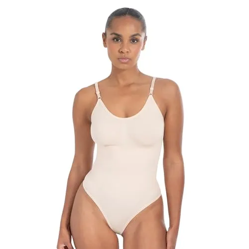 SMILODOX Shapewear Damen Nysa - Bauchweg Bodysuit - Formende Bodys für Damen, mit verstellbaren Trägern und elegantem V-Ausschnitt für eine optimale Passform und hohen Komfort den ganzen Tag über.