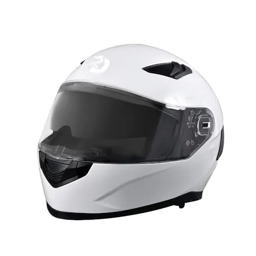 BSWAY Motorradhelm ECE 22.06 – Hochwertiger Integralhelm für Erwachsene, Vollvisier Mopedhelm Full-Face Helme mit Belüftung & Sonnenblende, Sicher & Retro-Design, Weiss (M)
