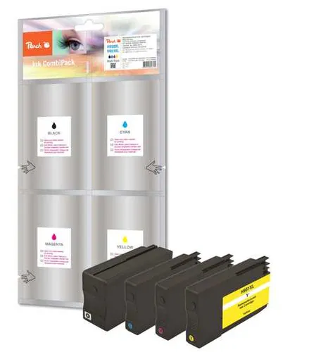 Peach PI300-411 PagePack Tintenpatronen Schwarz, Cyan, Magenta, Gelb - Druckerpatronen mit hoher Kapazität im 4er-Pack, kompatibel mit HP Officejet Pro. Ideal für kostengünstigen Druck ohne Qualitätsverlust.