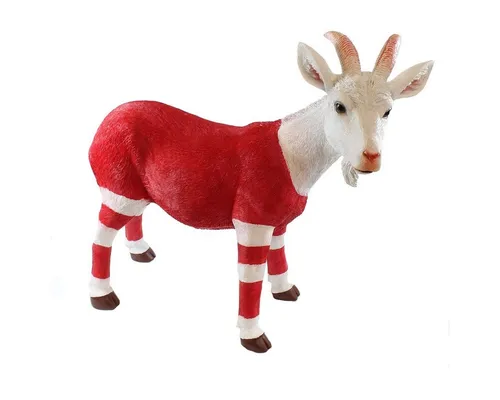 colourliving Ziegenbock Figur Bruce, rot-weiß 45 cm - Dekofigur Ziegenbock 