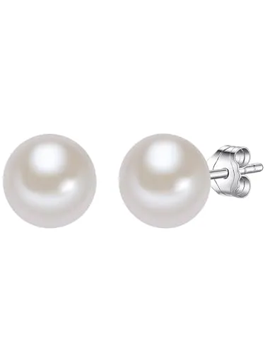 Valero Pearls Perlenohrringe silber - Elegante Perlenohrringe aus hochglanzpolierten Süßwasser-Zuchtperlen, perfekt für besondere Anlässe oder den Alltag.