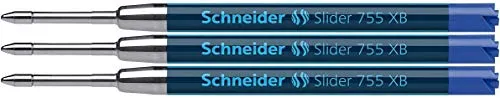 Schneider 77347 Slider 755 Kugelschreibermine (ViscoGlide-Technologie, dokumentenecht, XBExtrabreit) 3er Blisterkarte, blau