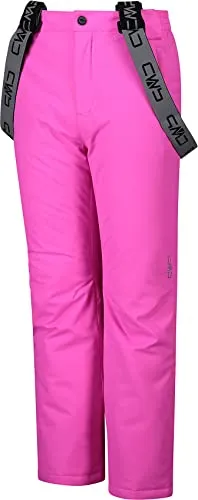 CMP Kinder Ski Hose Ski Salopette 3W15994 Purple Fluo 92 - Jungen Ski-Bibs aus winddichtem, atmungsaktivem Twill mit Clima Protect Technologie für optimale Isolation und Komfort beim Skifahren.