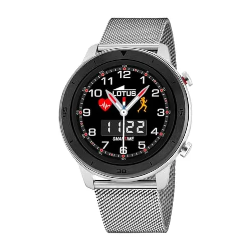 Lotus Herren Smartwatch Edelstahl 316L - Wasserdicht IP65 50021/1 - Musiksteuerung, Schrittzähler, Kalorien, Multisport, Herzfrequenz, Blutdruck
