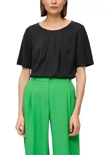 s.Oliver BLACK LABEL Kurzarmbluse schwarz 38 - Damenbluse mit Rundhalsausschnitt, zeitlos und vielseitig kombinierbar für Büro und Freizeit. Hochwertige Verarbeitung und angenehmer Tragekomfort für jeden Tag.