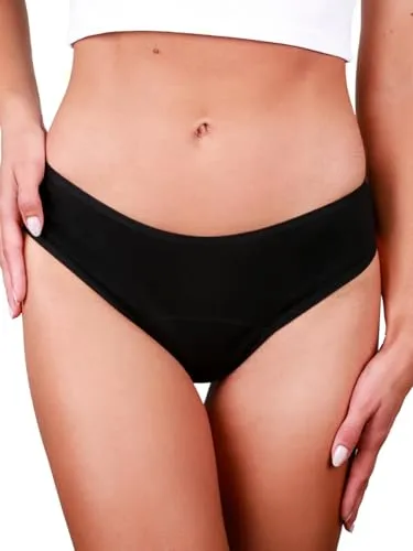 Taynie Brazilian Periodenunterwäsche - Leichte Blutung, 12 Std. Tragedauer - Panties & Hipsters für Damen, aus 95% Bio-Baumwolle, waschbar bis 60°C und ersetzt 1,5 Tampons für ein trockenes Hautgefühl.