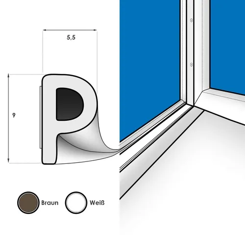 DQ-PP Türdichtband DQ-PP Fensterdichtung, 15 Meter, Profil D,E,I,P,V, selbstklebend, E-Profil, D-Profil, I- Profil, P-Profil, V-Profil