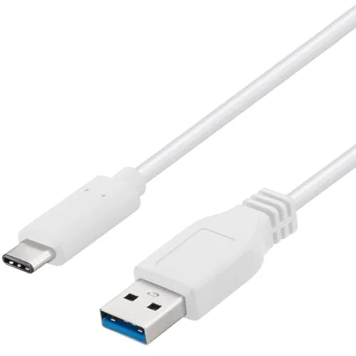 PremiumCord USB-C 3.2 Gen 1 Verbindungskabel, Datenkabel SuperSpeed bis zu 5Gbit/s, Ladenkabel bis zu 2A, Leistung 40W, USB Typ-A Stecker auf Typ-C Stecker, Farbe Weiß, Länge 2m