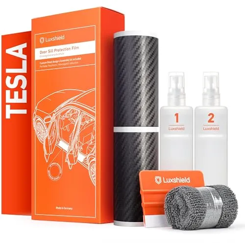 Luxshield Auto Einstiegsleisten Schutz für Tesla Model 3 I 2017-2023 - Schutzfolie Autotür Zubehör Zierleisten Lackschutzfolie Carbon Schwarz