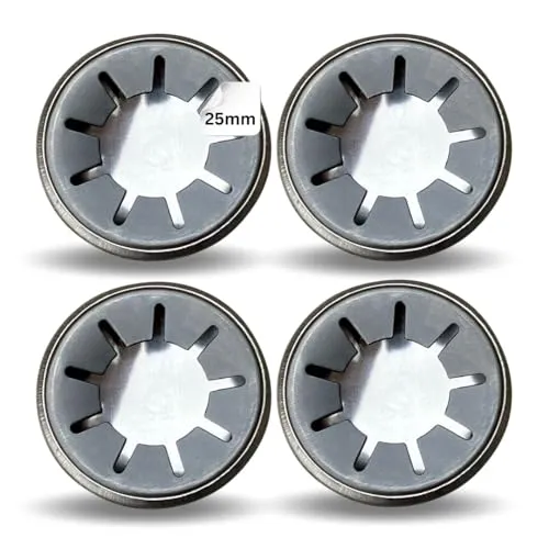 FROSAL Starlock-Kappen 25 mm | Sicherungsringe | Achskappen | Radkappen Achse/Welle 4 mm | Sicherungsscheiben | Sicherungsdeckel Metall Chrom | verchromt 4 x