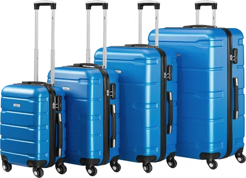 Zelsius Koffer Set 4 Stück, Blau | ABS Hartschalenkoffer mit Zahlenschloss