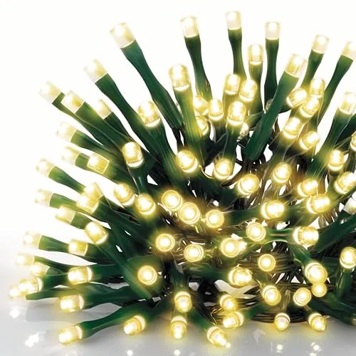 EMOS LED-Lichterkette warmweiß für Innen und Außen, 24m lange IP44 Weihnachtslichterkette mit 240 LEDs + 5m Zuleitung und Netzteil, 8 Modi und 6h Timer Funktion, für Party, Weihnachten, Deko