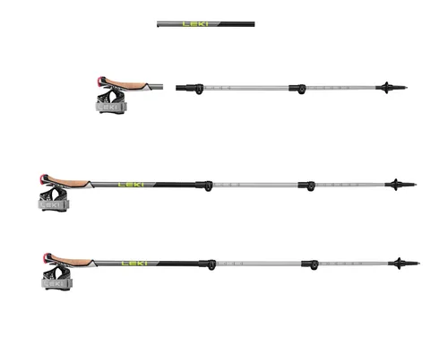 Nordic Walking Stöcke TRAVELLER ALU VARIO Unisex - Wanderstöcke mit bewährten Leki-Technologien, robusten Flex Tip Spitzen und Powergrip Pad für optimalen Grip auf Asphalt, ideal für aktive Wanderer.