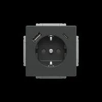 Busch-Jaeger 20 EUCB2USBAC-81 SCHUKO®-USB Steckdose - Steckdose mit 1x USB-A und 1x USB-C für schnelles Laden mobiler Geräte. Erhöhter Berührungsschutz und elektronischer Kurzschluss-/Überlastschutz. Ideal für moderne Haushalte.