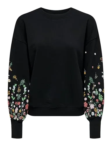 ONLY Damen Sweatshirt mit Rundhalsausschnitt - Bequemer Schnitt mit gerippten Ärmelbündchen, ideal für lässige Looks und gemütliche Tage.