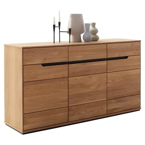 Lomadox Wohnzimmer Sideboard Kommode Eiche 153 cm mit 3 Türen & 3 Schubladen
