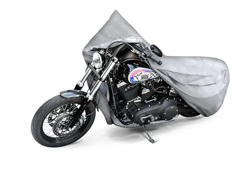 Motorrad-Abdeckplane All-Weather L 100% Wasserdicht, Ganz-Jahres-Schutz Zubehör in Silber 250x100x130 cm
