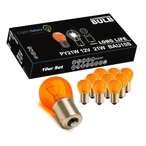 Light Galaxy ... Ihr Lichtlieferant 10x BAU15s PY21W Blinker Orange Signalleuchten Rücklicht Glühlampe 12V 21w Autolampe Kfz Kugellampe PKW Motorrad Roller Anhänger
