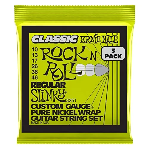 Produktbild Ernie Ball Regular Slinky klassische Rock‘n‘Roll-E-Gitarrensaiten, reine Nickelwicklung, 3er-Pack, Stärke 10–46