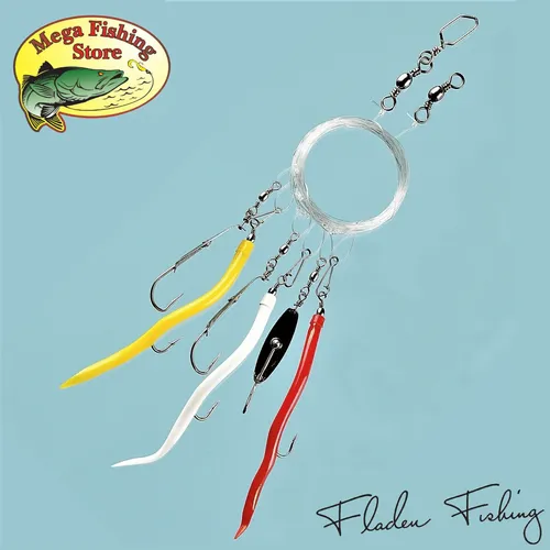 FLADEN Gummi Makk & Makrelenblinker Vorfach Rig # 3/0 - Dorsch Makrele Norwegen