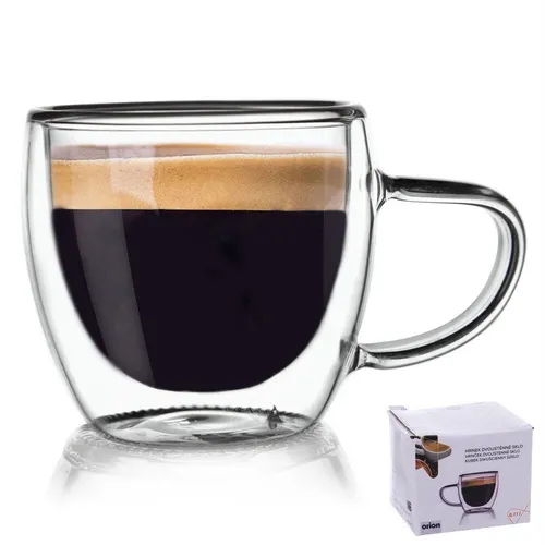 ORION Teeglas Kaffeeglas Doppelwandig Gläser Thermoglas für Kaffee Tee 110 ml