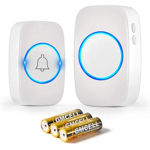 Blendura Funk-Türklingel Set, 300m Funkreichweite Türklingel IP44 Wasserdicht Elektronischer Türklingel Haustürklingel Empfängern, 60 Melodien, 5 Lautstärkestufen, Weiß