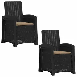 vidaXL Liegesessel Garten Rattan-Optik 2er Set Anthrazit und Taupe