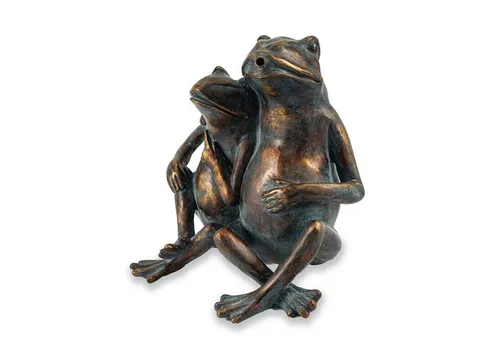 esotec Wasserspeier Teich-Figur Froschpaar mit Schlauch 1,4m, 20x15x22cm, Polyresin 100737