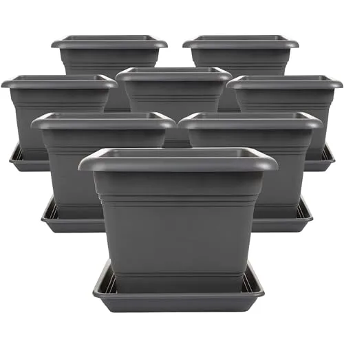 Pflanztopf Blumentopf 8er Set XXL 40x40cm - Garten-Zubehör: Stapelbare Blumentöpfe in quadratischer Form mit 52 Liter Kapazität, perfekt für Innen- und Außenbereich.