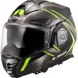 LS2 FF901 Advant X Carbon Future II - Modularhelm Schwarz/Grau/Neon-Gelb - M - Motorradhelm mit fortschrittlicher Carbon-Technologie, P/J zertifiziert für maximale Sicherheit und Komfort bei allen Wetterbedingungen. Leicht, atmungsaktiv und hypoallergen für ein angenehmes Fahrerlebnis.