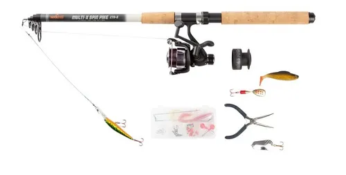 Rocktrail Spinnangel-Set 270-5 für Hecht und Zander - Komplett-Set für das Angeln auf Hecht und Zander, inklusive hochwertiger Teleskoprute und Stationärrolle. Ideal für den praktischen Einsatz mit umfangreichem Zubehör. Transportlänge: ca. 82 cm.