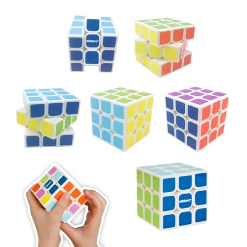 alldoro 68768 Flexi Cube Zauberwürfel 6er Set, klassisches 3x3 Knobelspiel für Kinder & Erwachsene ab 3 Jahre