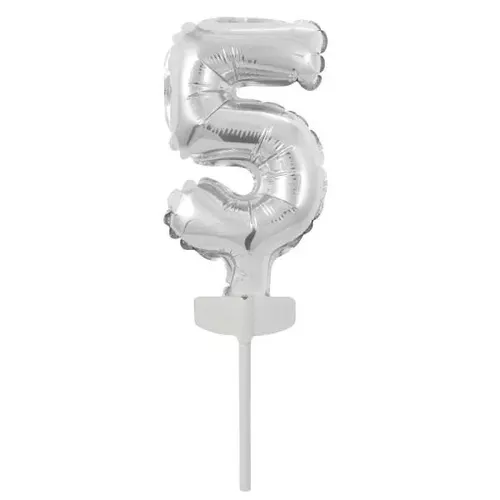 Balon foliowy mini cyfra 5 srebrna 7x12cm Amscan 194099068727