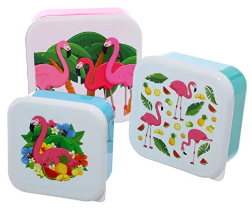 Puckator Set of 3 Lunch Boxes - Flamingo Design by von Puckator