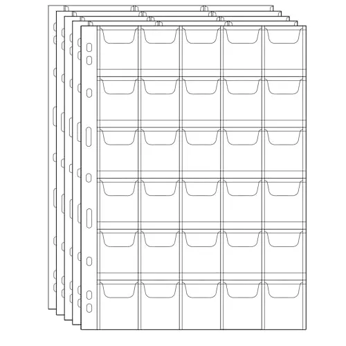 Seiten für Münzfächer – 30 Fächer Standard-Münzfächer mit 9 Löchern