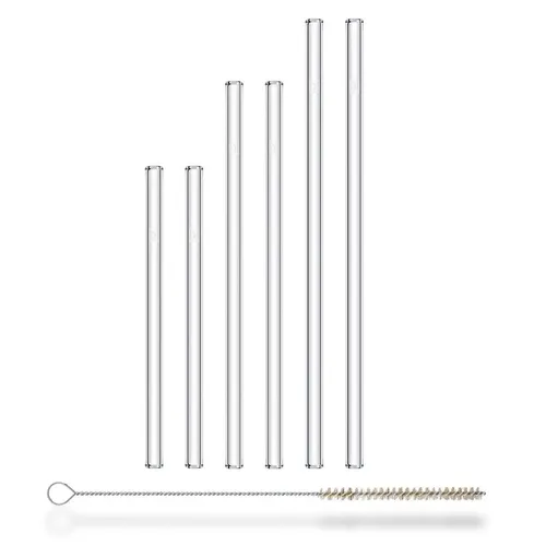 HALM Glasstrohhalm Set gerade 23cm 20cm 15cm extrem Stabil  6 Stück