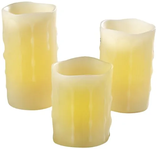 Britesta Echtwachskerzen: 3er-Set LED-Echtwachs-Kerzen, Timer & Fernbedienung bis 3 m Reichweite (LED Echtwachskerzen mit Timer, Wachskerzen mit, Batterie Leuchten)