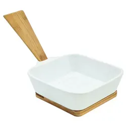 Keramik Grillpfännchen CERAMICO mit abnehmbarem Griff - Grillpfanne Grillschale 15x13x5cm