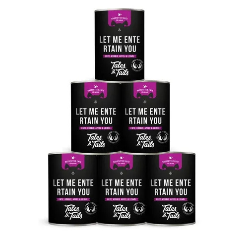 Tales & Tails Nassfutter Let me ENTErtain you 400g für Hunde - Hochwertiges Nassfutter für Hunde, monoprotein und glutenfrei. Ideal für sensible Hunde und Allergiker. Enthält 58% Ente und wertvolle Zutaten für eine ausgewogene Ernährung.