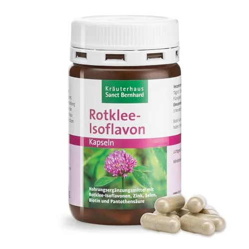 Rotklee-Isoflavon-Kapseln mit Zink, Selen, Biotin und Pantothensäure - Selenpräparate zur Unterstützung der Hormonumstellung in den Wechseljahren. Mit 40 mg reinen Isoflavonen pro Kapsel, ideal für Haut- und Haarstoffwechsel. 90 Kapseln für 3 Monate.