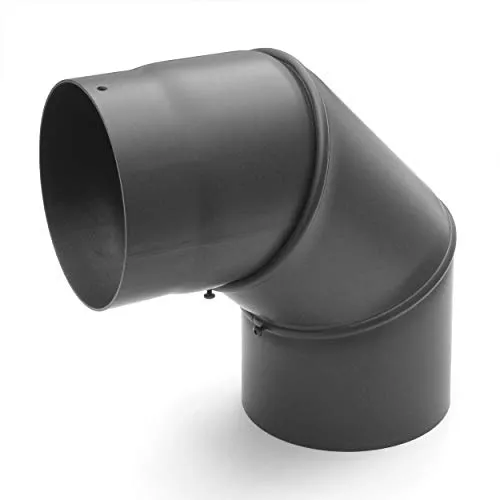 raik Rauchrohrbogen/Ofenrohrbogen 0-90° drehbar 3-teilig 130 mm Durchmesser Stahlblech 2 mm Gussgrau SH030-130-gg