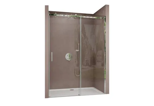 doporro Dusch-Schiebetür Teramo4, 100x195 cm - Duschtür aus Einscheibensicherheitsglas mit elegantem Edelstahlgriff, ideal für moderne Bäder und platzsparend im Design.