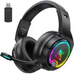 Wireless Gaming Headset mit 7.1 Sound und 48h Akku - Erlebe immersiven 7.1 Surround Sound und flexible Nutzung dank dualer Verbindung. Mit bis zu 48 Stunden Akku und abnehmbarem Mikrofon ist dieses Headset perfekt für lange Gaming-Sessions.