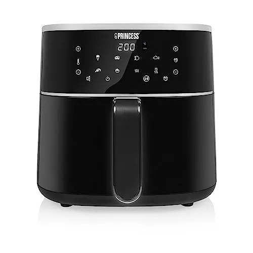 Princess Digitale Heißluftfritteuse 6 L - 8 voreingestellte Programme, energieeffizient mit nur 1500 W und digitalem LED-Touchscreen