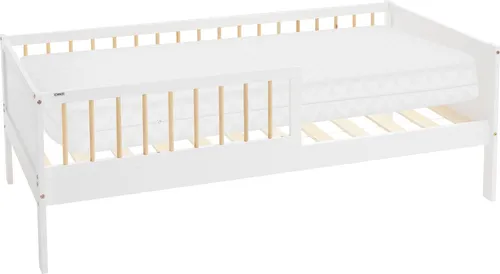 ML DESIGN Kinderbett Holz Einzelbett 160 x 80 cm mit Matratze - Stilvolles Kinderbett aus Holz mit Lattenrost und Matratze, ideal für Jungen und Mädchen. Inklusive Rausfallschutz für sicheren Schlaf.