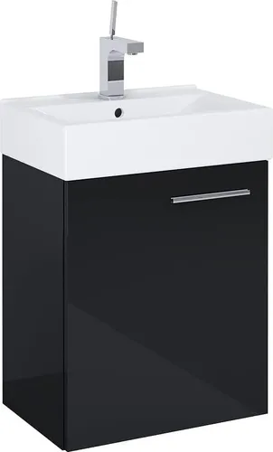 VBChome Badmöbel Set 45 cm Weiß Waschbecken mit Schwarz Hängeschrank Badezimmerschrank mit Waschbecken Unterschrank Waschtisch 1-Türen Soft-Close